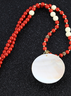 天然朱砂项链轻奢吊坠原矿石新长款国风百搭毛衣链旗袍配饰挂件女