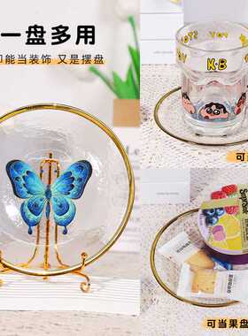 掐丝珐琅柿柿如意玻璃盘装饰摆件