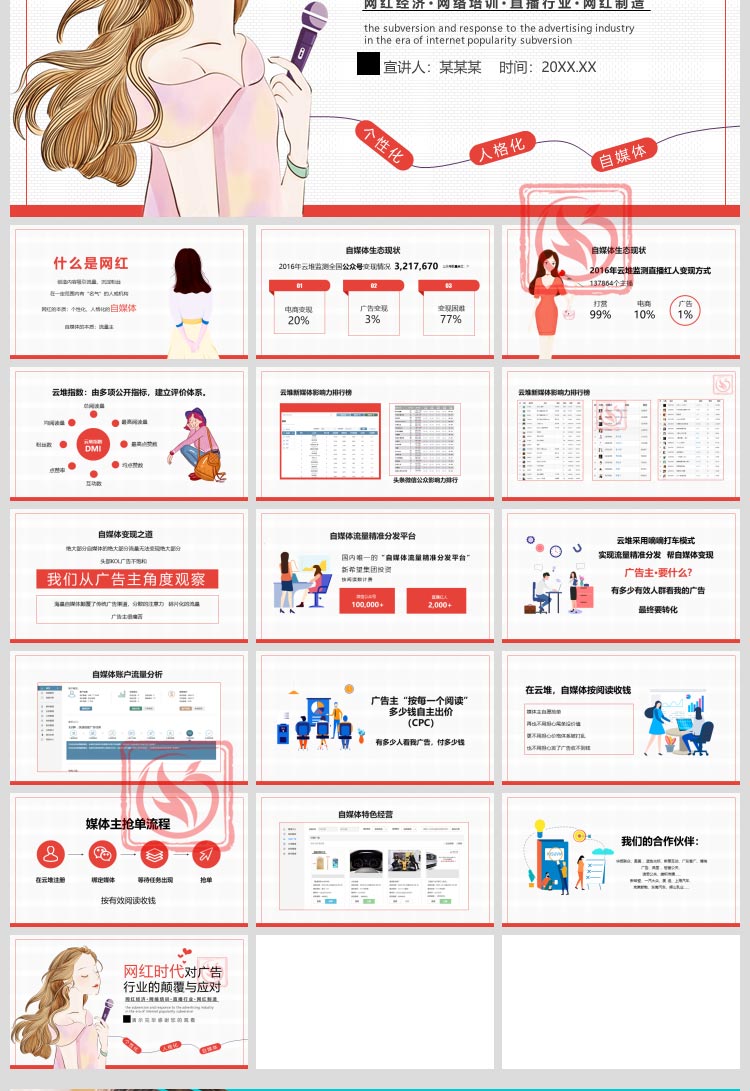 互联网电商网络直播带货网红现象PPT模板主播网红经济销售产品wps - 图3