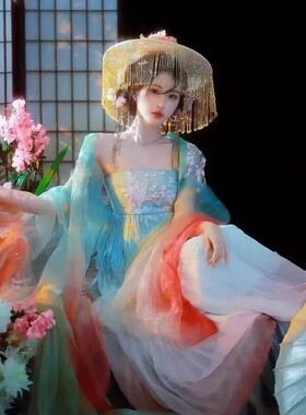 花开淡沫汉服配饰道具斗笠帷帽