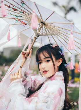 红飘带仙女拍摄影cos工艺舞蹈伞