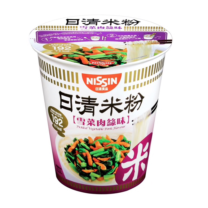 香港制造 NISSIN港版日清进口雪菜肉丝味杯米粉 美味速食米粉57g - 图3