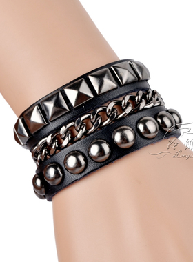 非主流森系多层复古运动宽手链