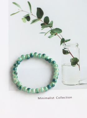 文艺清新国风翡翠绿陶瓷手链手串