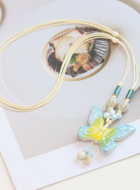 一缕瓷景德镇手工陶瓷蝴蝶毛衣链