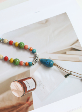 民族风国风景德镇瓷珠毛衣链长款