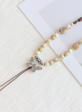 民族风新中式景德镇陶瓷毛衣链