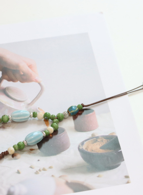 民族风景德镇陶瓷毛衣链女可调节