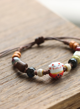 新中式招财猫景德镇陶瓷手链