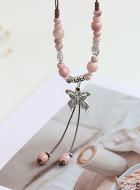 新中式民族风景德镇陶瓷毛衣链