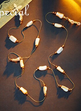 SPECIAL欧美时尚个性小众设计贝壳长项链毛衣链眼镜链2026年新款