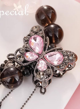 SPECIAL欧美小众设计冰曜石粉晶蝴蝶手链手环手饰女2025新款礼物