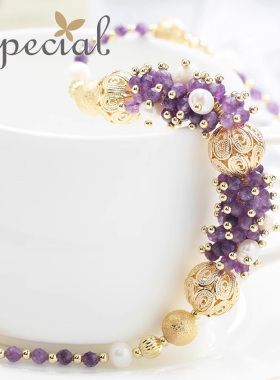 SPECIAL淡水珍珠紫水晶复古项链