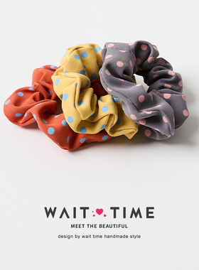 WAITTIME韩版波点格子布发圈
