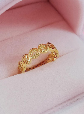 钱多多米多多铜钱铜钛钢戒指