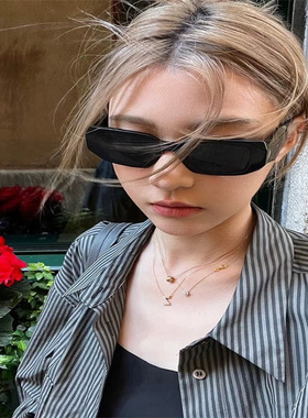 网红大框欧美街拍白色墨镜女圆脸复古方框嘻哈眼镜防紫外线太阳镜