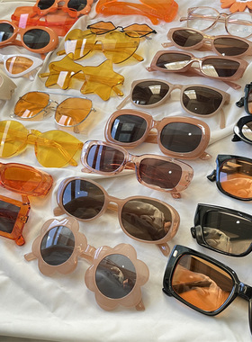 复古奶茶色豹纹橘色墨镜