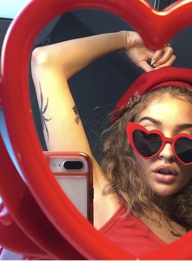 爱心欧美复古女桃心墨镜