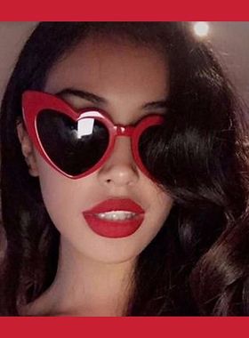 墨镜复古风爱心红色太阳镜定制