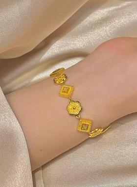 古法沙金盛世华彩传承华星凝辉手链女复古国潮风手链高级感24k金