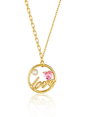 LOVE爱心锆石项链女S925纯银天然淡水珍珠吊坠小众高级浪漫锁骨链