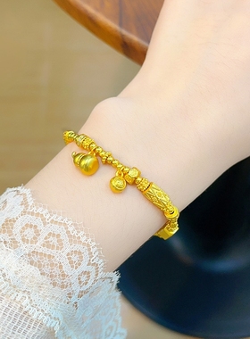 新中式古法沙金小葫芦手链