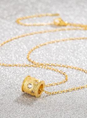 s925纯银拉丝滚筒六芒星项链