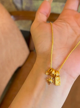 中古风金色星月神话项链配饰女2025新款高级感轻奢小众颈链锁骨链