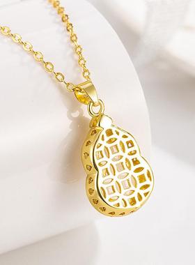 s925纯银葫芦项链女新中式国风锁骨链高级感颈链小众设计感毛衣链