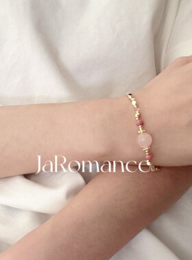 女粉水晶草莓晶简约小众手镯礼物