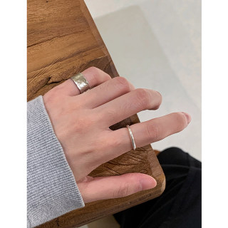 Book of time niche sterling silver wide ring texture design adjustable open ring couple ring ring