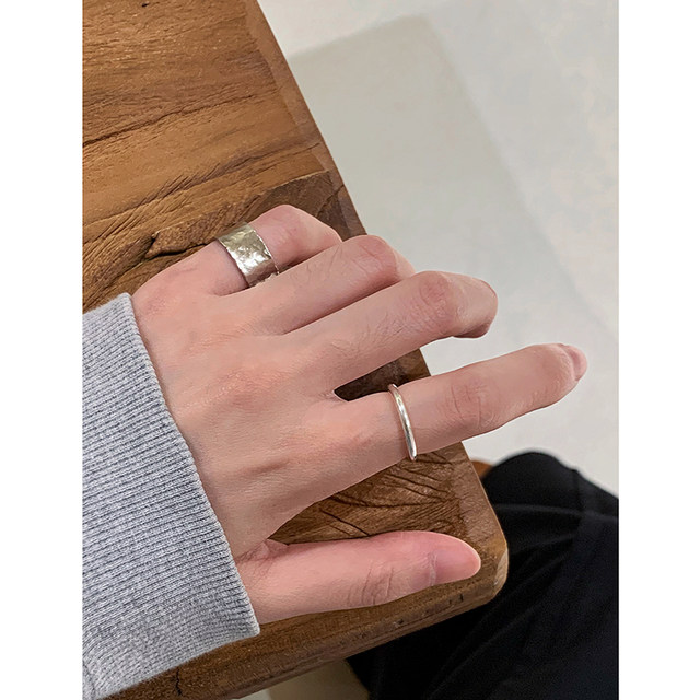 Book of time niche sterling silver wide ring texture design adjustable open ring couple ring ring