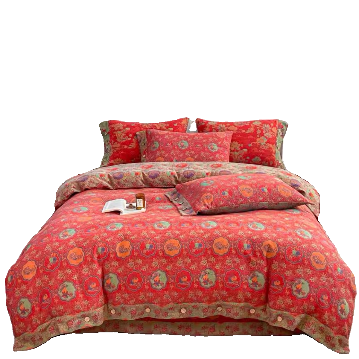 柿柿如意全棉双层纱四件套纯棉色织提花高端棉纱床单被套床上用品,淘宝优惠券,粉丝福利购,淘宝优惠卷