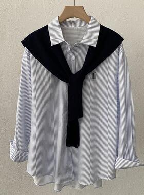 秋冬百搭纯色黑色针织披肩搭衬衣夏季空调服护颈搭肩围巾上衣女