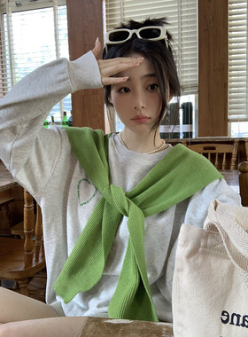 甜美亮色系春夏季2025空调披肩女纯色针织百搭外搭韩版坎肩上衣