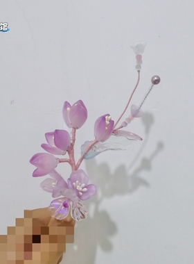 良陈美锦任敏顾锦朝浅仿同款发饰紫色发簪发夹头饰古风汉服仿妆