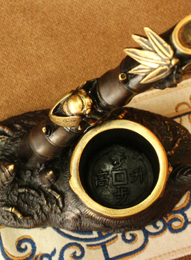 厂家现货铜步步高升笔筒 笔筒书房家居工艺品摆件 铜笔筒批发