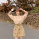 Dongdaemun Gentle Lace Double Breasted Skirt Beige Skirt