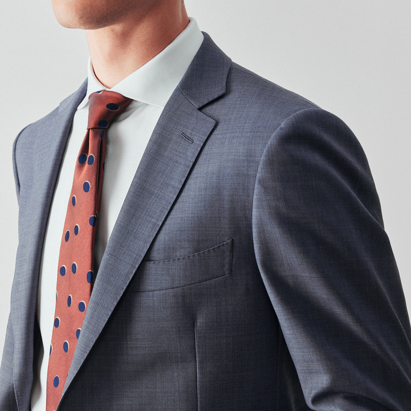 柏品纯澳洲羊毛蓝色肌理纹商务西服套装男职业正装结婚礼新郎西装 - 图3