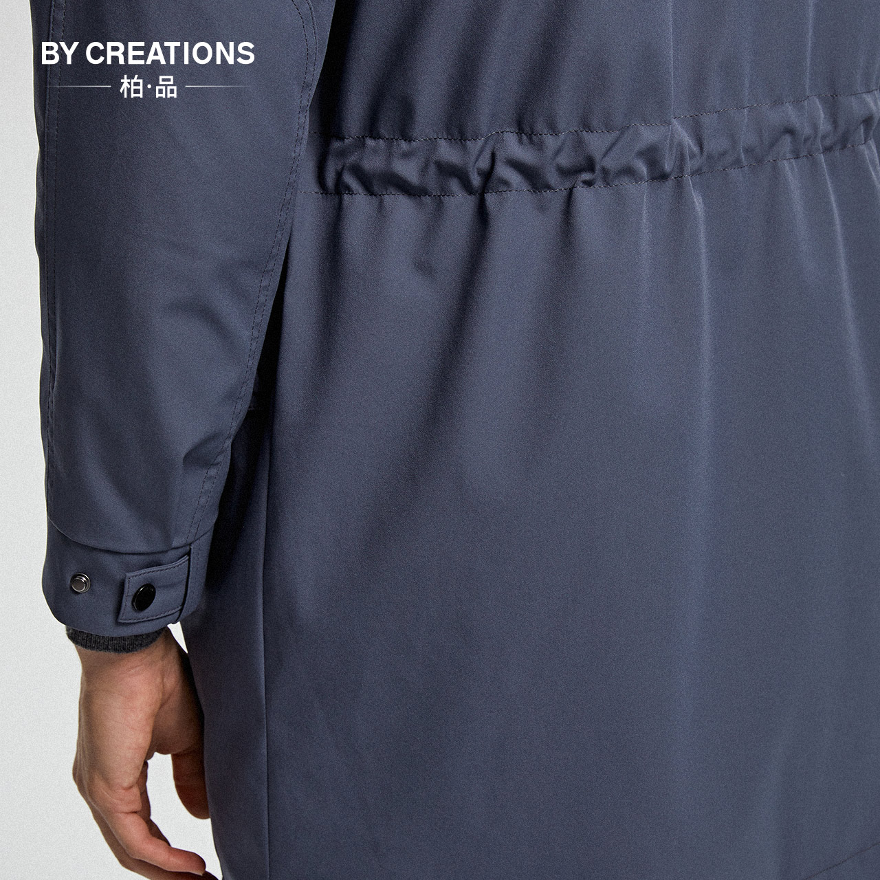 柏品高填充白鸭绒羽绒服男早秋中长款连帽防风保暖抽绳拉链外套 - 图3