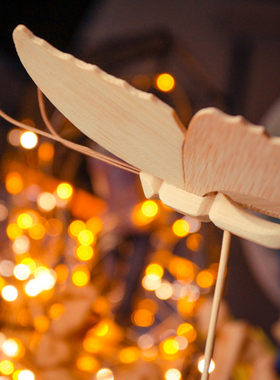 益智昆虫蝴蝶玩具竹子桌面摆件