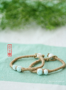 陶瓷饰品冰裂纹编织手链