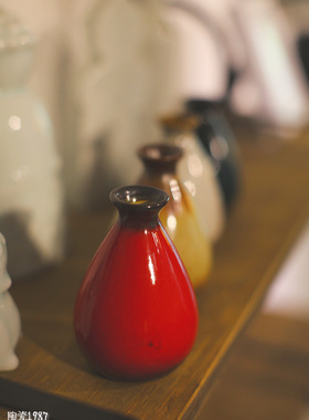 zakka陶瓷家居摆件古风彩釉花瓶