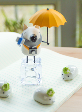 陶瓷可爱风白菜小动物筷架工艺品