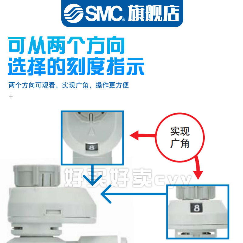 SMC带刻度节流调速阀AS1002/2002/2052/3002/4002FS-04/06/08/10A - 图1