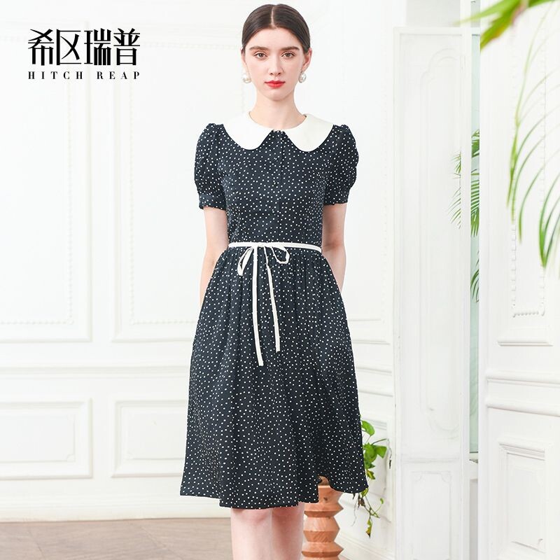 希区瑞普高端赫本风连衣裙女夏季法式娃娃领气质印花裙,淘宝优惠券,粉丝福利购,淘宝优惠卷