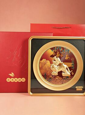 中式摆件招财树貔貅马到成功立体画挂饰家居乔迁送朋友金箔礼品