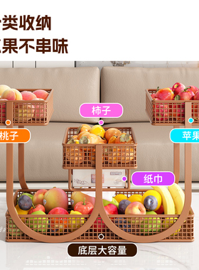 轻奢果盘客厅家用茶几水果收纳篮高档零食摆放盘餐桌多层水果托盘