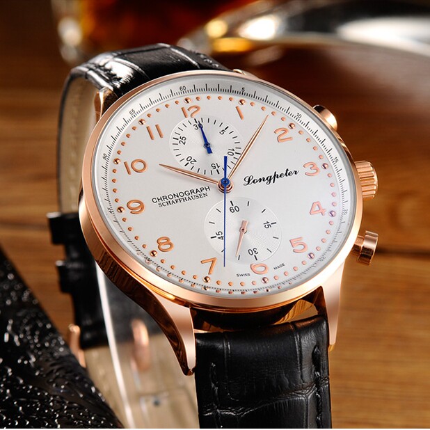 浪铂正品男皮带真皮防水学生石英表 浪铂国产腕表