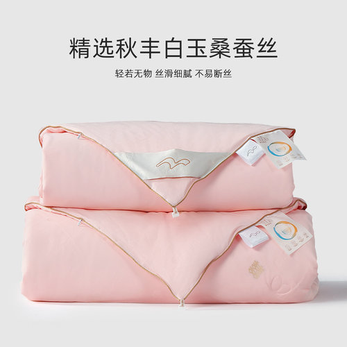 水星家纺蚕丝被100%桑蚕丝春秋被芯全棉冬被二合一子母被子床品 - 图1